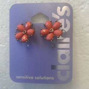 Vintage Y2K Claire’s earrings flowers coral pink girls new